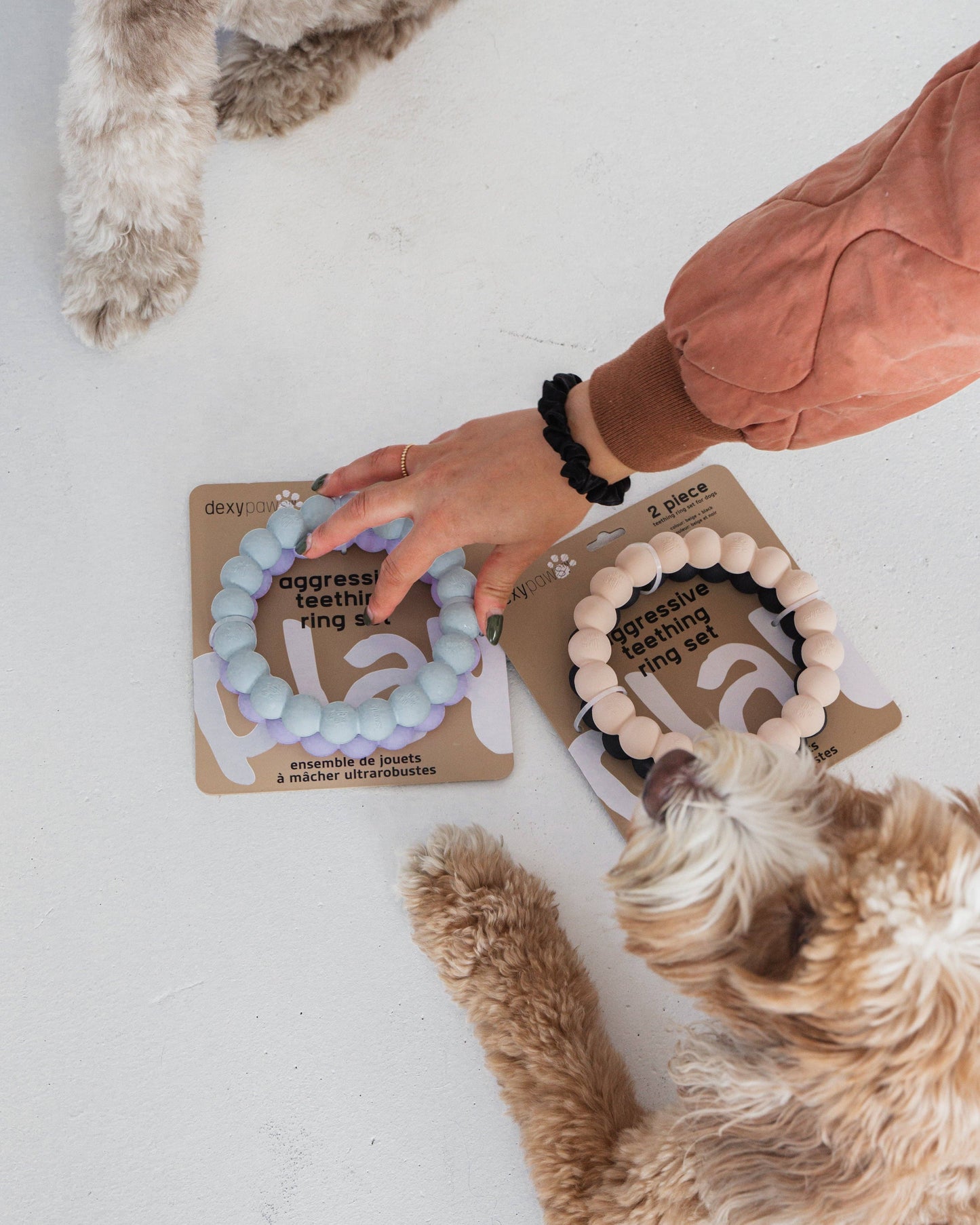 2 x Ring Aggressive Chew Toy Set - Lilac & Blue