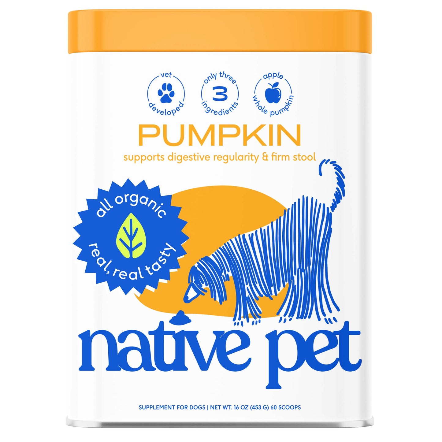 Organic Pumpkin Fiber Powder, Digestive Supplement for Dogs