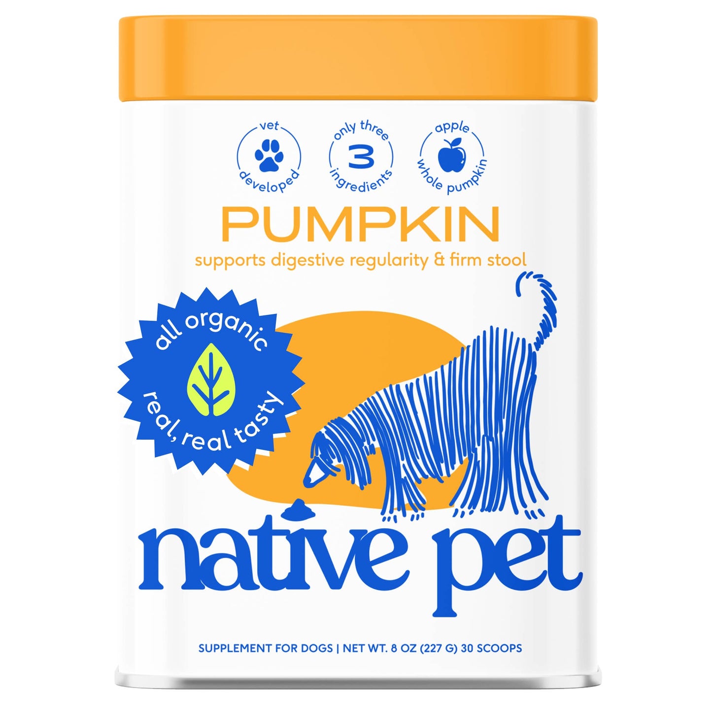 Organic Pumpkin Fiber Powder, Digestive Supplement for Dogs